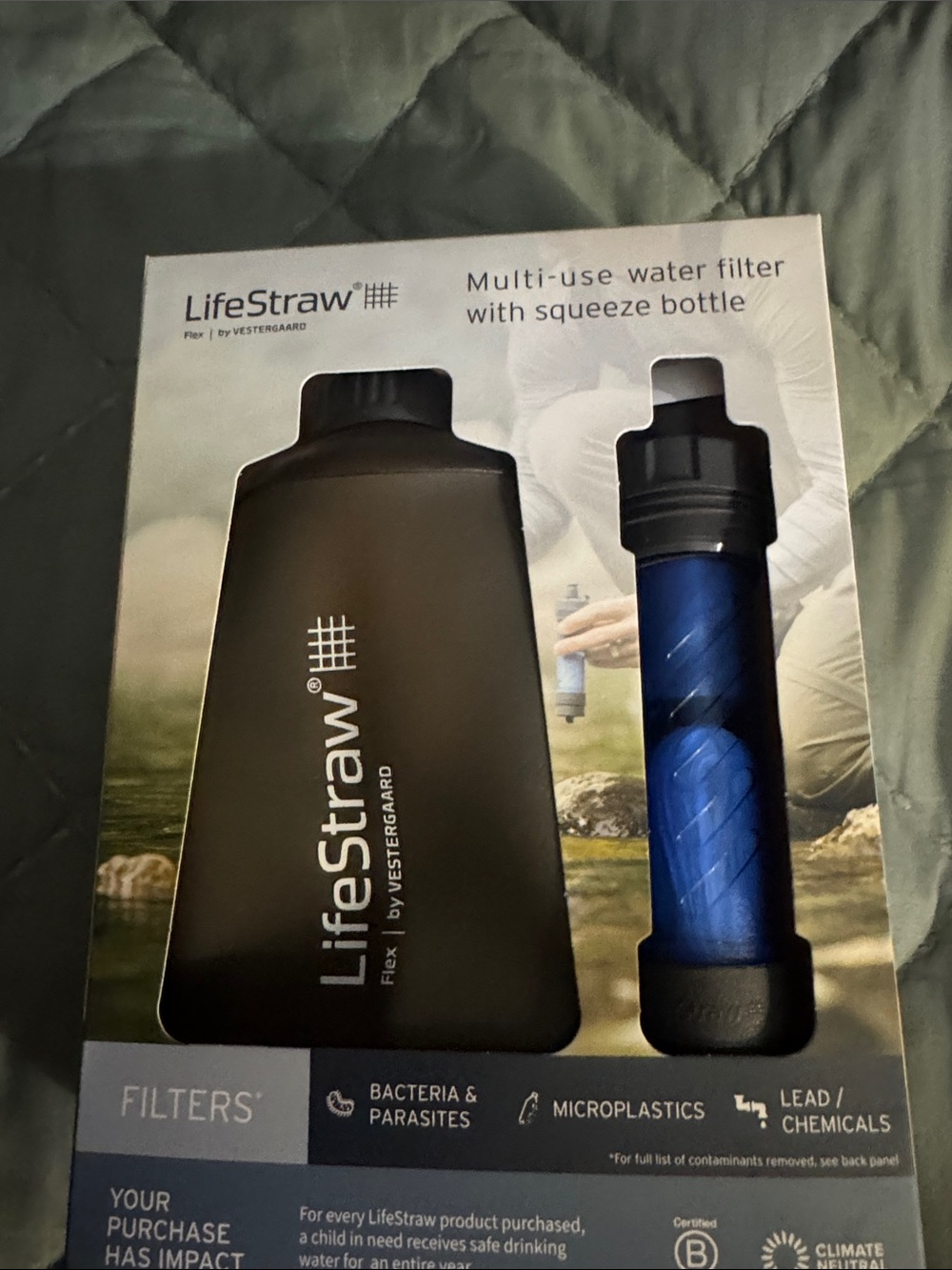 LifeStraw Multi-Use Water Filter Bottle - Black & Blue